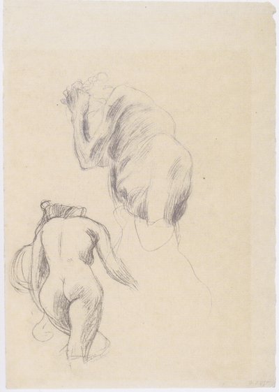 Female Nude from Behind, Desperate Old Man by Gustav Klimt